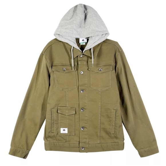 LRG Mens Research Collection Hooded Denim Jacket
